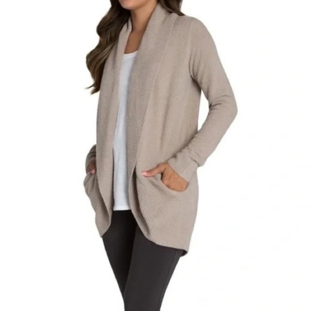 Barefoot Dreams Cozy Chic Lite Circle Cardi In Taupe Size Medium.